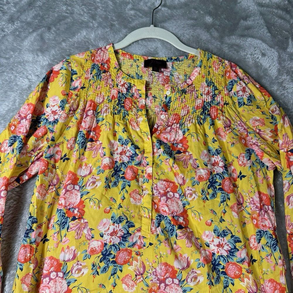 J. Crew X Liberty Magical Bouquet Classic Popover Shirt Yellow Floral T6 Cottage